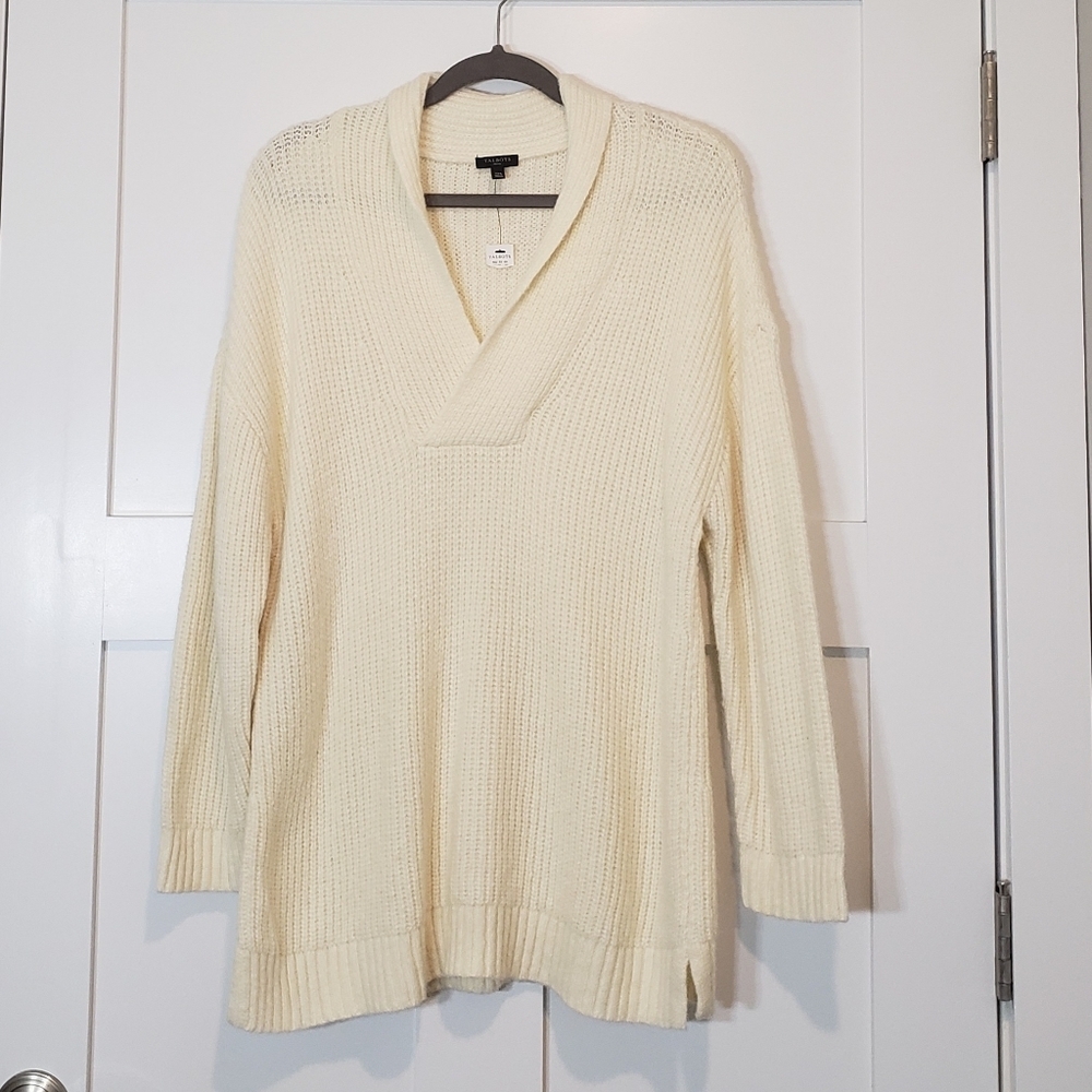 Talbots Shawl Collar Shaker Stitch Pullover Sweater Sz XLP (Petite) Alpi…